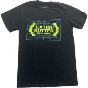 EXTRA BUTTER Black Logo Skateboard T-Shirt Short Sleeve Crew New York NY - SMALL